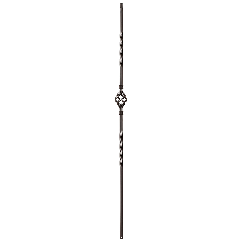 Twist Series 1/2" Square x 44"H Single Basket, Double Twist Hollow Iron Baluster