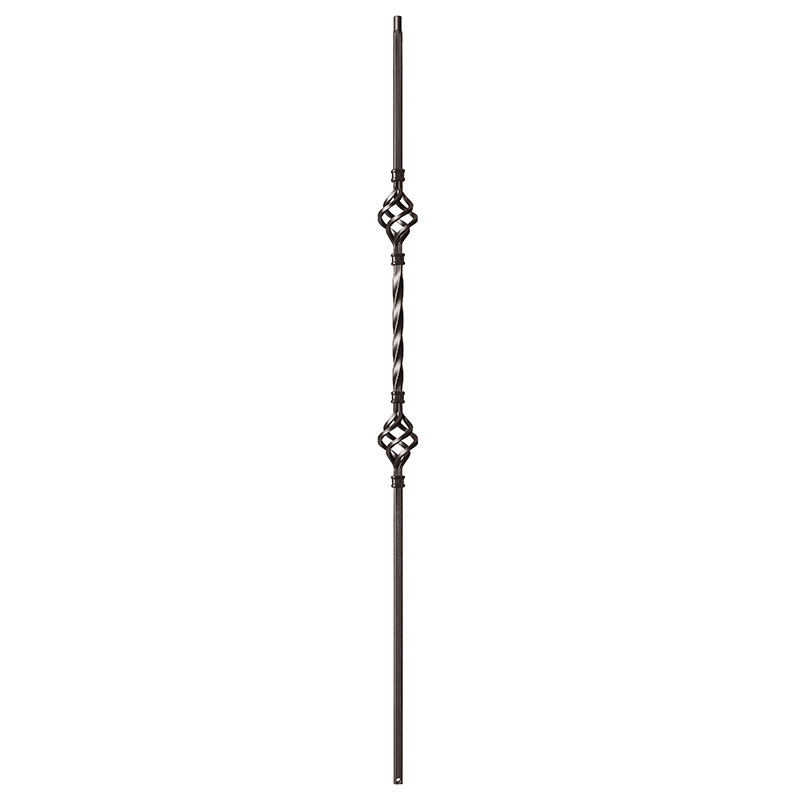 Twist Series 1/2" Square x 44"H Double Basket,Single Twist Hollow Iron Baluster