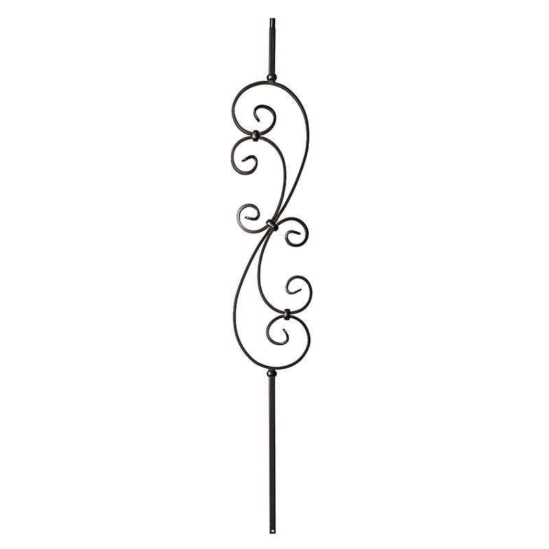 Scroll Series 1/2" Square x 44"H - 7" x 24" Scroll Hollow Iron Baluster