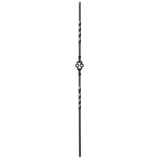 Twist Series 1/2" Square x 44"H Single Basket, Double Twist Hollow Iron Baluster