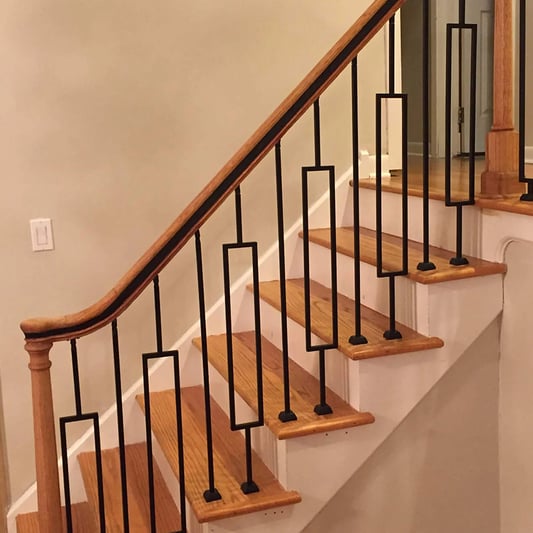 Modern Series 1/2" Square 3-3/4" x 44"H Single Rectangle Hollow Iron Baluster